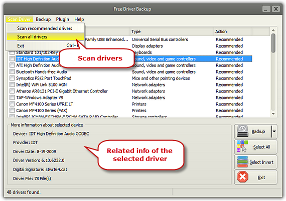 Choose Drivers to Scan